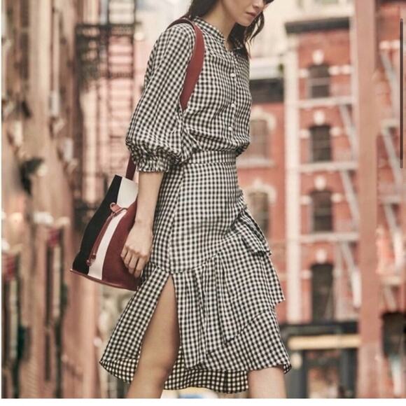 Tibi Asymmetrical Gingham Ruffle Skirt - Picture 1 of 12